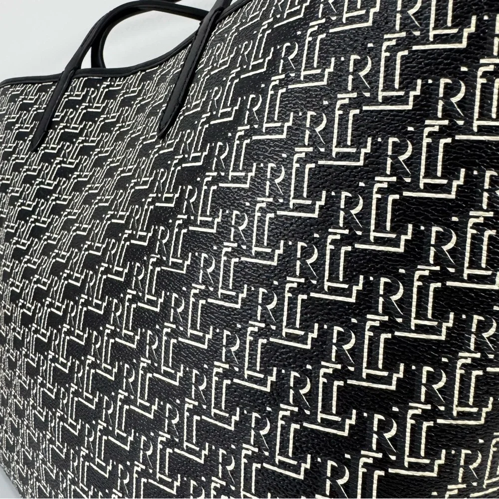 Ralph Lauren Collins Coated Canvas Monogram Large Handbag Purse Shoulder Bag - Picture 5 of 14